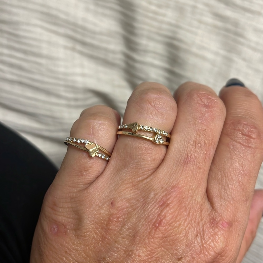 Costume gold heart and butterfly rings